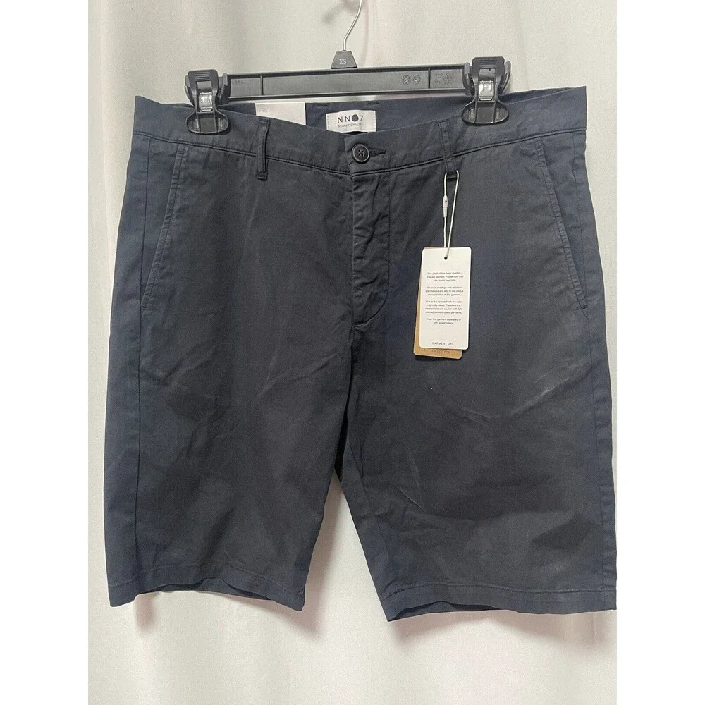 NNO7 NO NATIONALITY Mens Regular Fit Mid Rise Casual Shorts Navy Sz 36 New